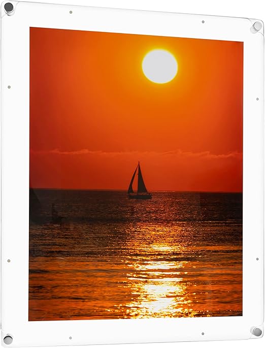 ArtToFrames 9x12 Inch Magnetic Acrylic Frame with Chrome Standoffs for Wall Mounting and Removable Acrylic Front, Full Frame Size is 13x16 Inches (AcrylicMagnet-109-9x12-69-1)