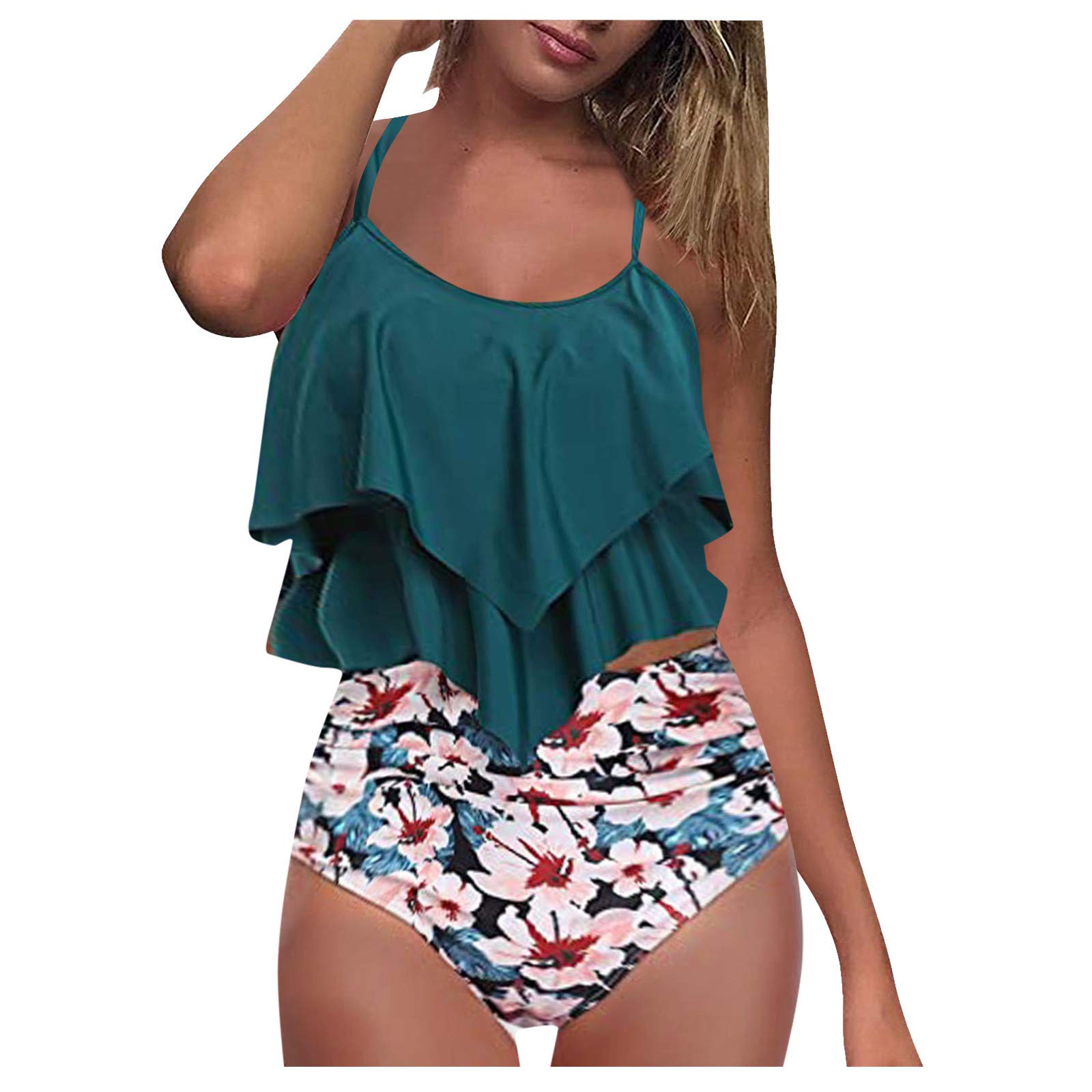riouBikinis Mujer 2022 Brasileño Sexy Push-Up Halter Tirantes Ropa de Playa de Dos Piezas Busto Ajustable Bañador de Baño Tops y Braguitas Bañador Natacion Talla Grande