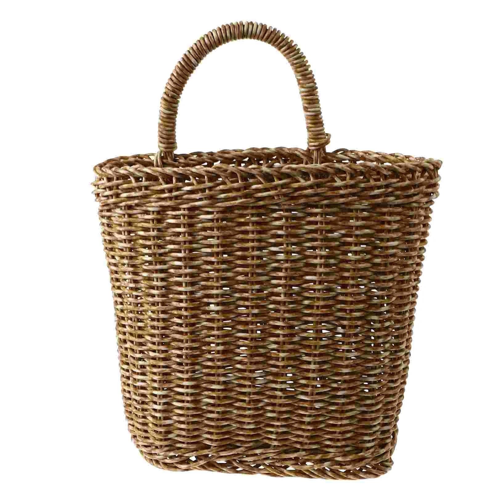 Fruit Racks Fruit Baskets Wall Hanging Storage Flower Rattan Woven Wicker Vegetable Display Shelf Crystal Holder Vase Farmhouse Veg Basket