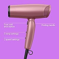 Vista 2 de Conair Hair Dryer with Diffuser and Folding Handle, 1875W Travel Blow Dryer with Concentrator, Radiance Boost with Nano-Quartz Ceramic for Less