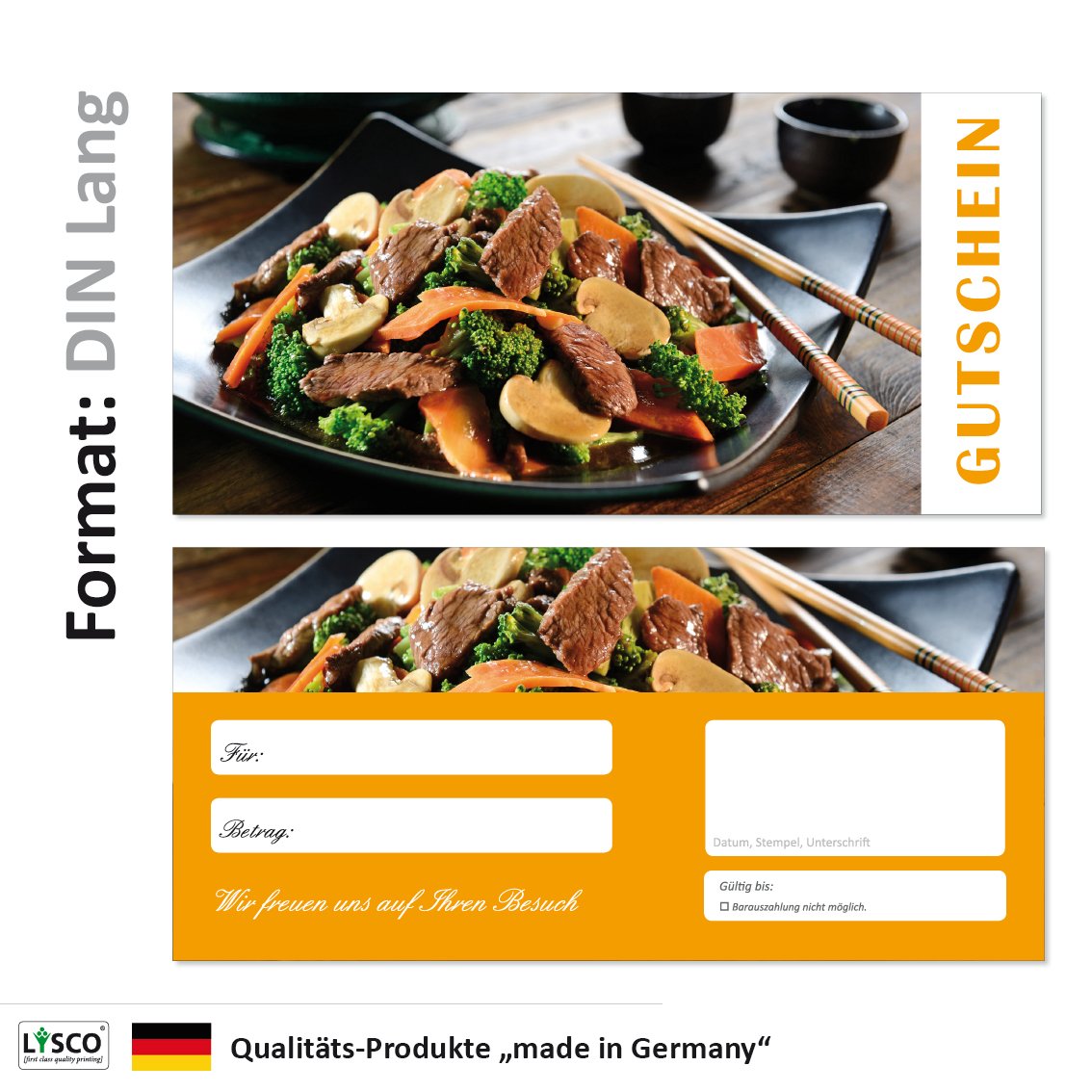 200 Stück Geschenkgutscheine (GUT-701) Gutscheine Gutscheinkarten für Bereiche wie Gastronomie Fleisch Grillen Restaurant Nudeln