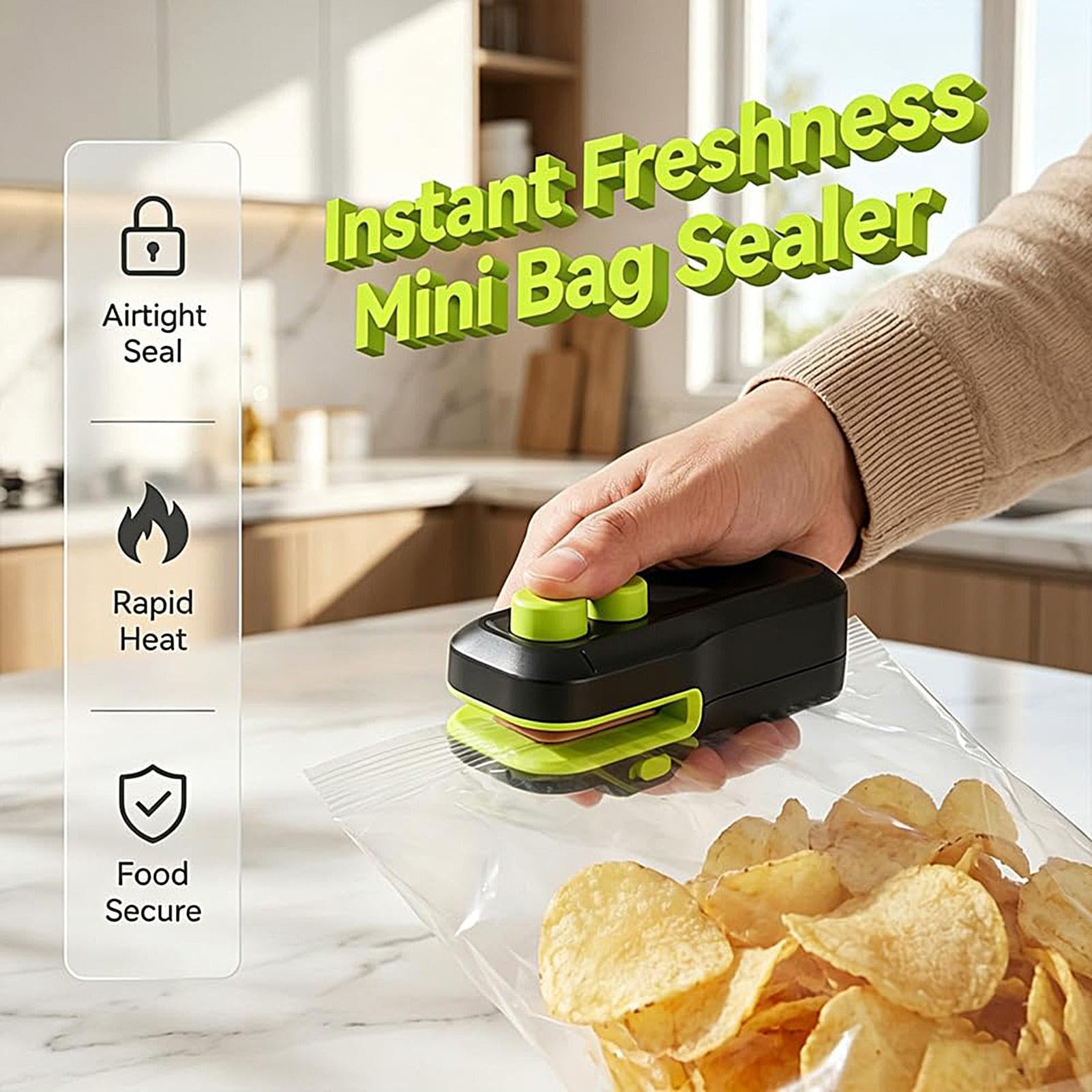 Chips-Versiegelungsclip, wiederaufladbar, USB, mit Cutter – Vakuumierer
