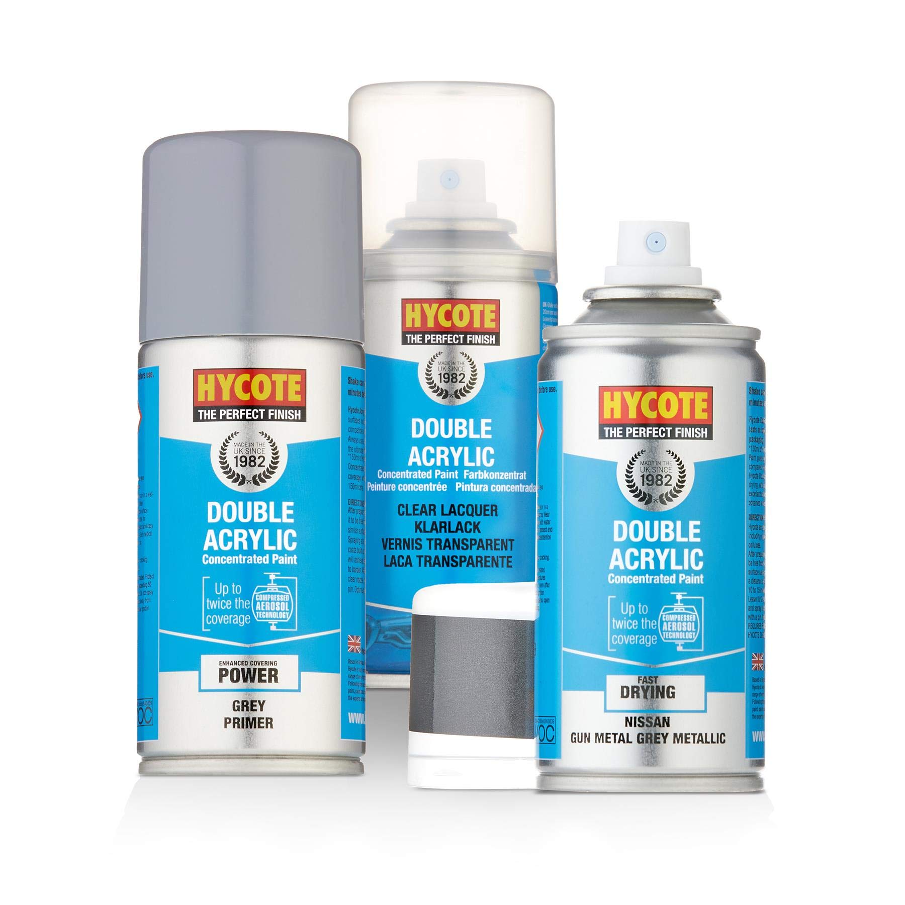 Hycote Double Acrylic Nissan Gun Metal Grey 150ml + Grey Primer & Lacquer Kit