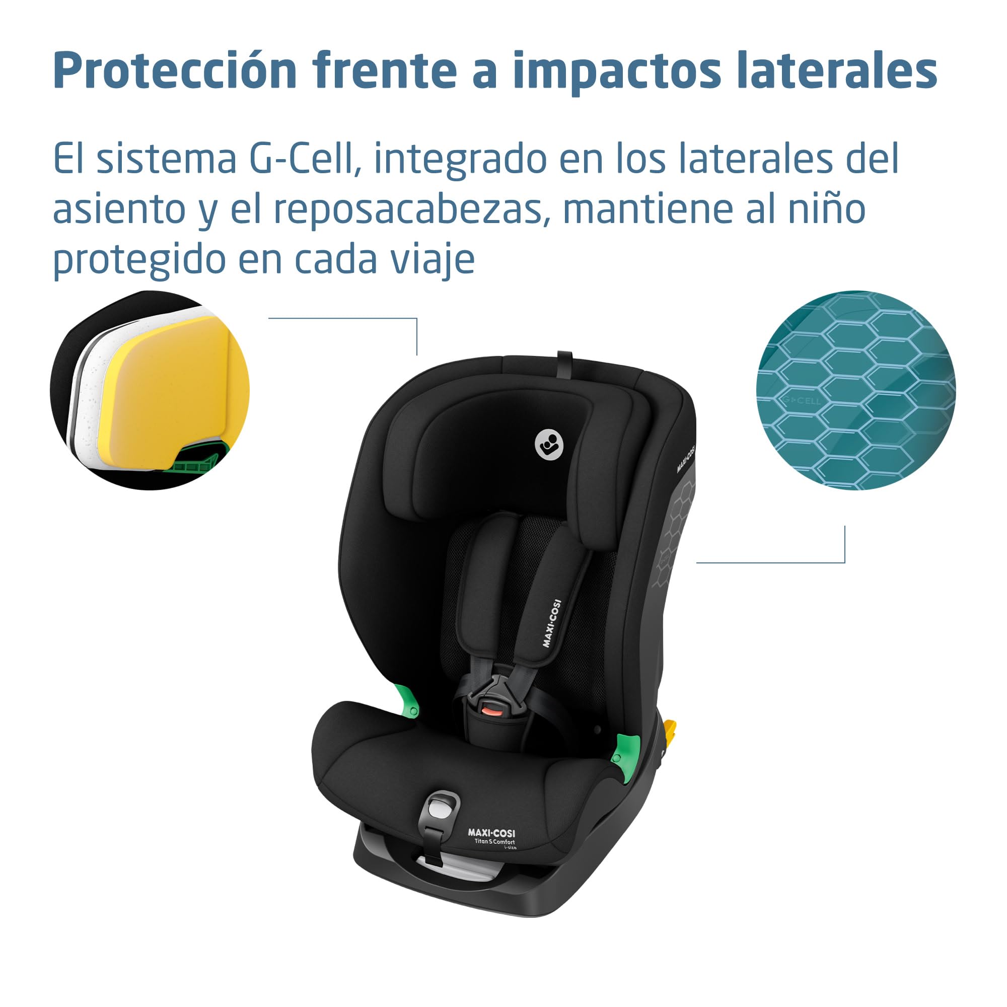 Maxi-Cosi Titan S Comfort i-Size, Tejido Transpirable, Silla de Coche Multiedad, 15 meses-12 años (76-150 cm), Silla Coche ISOFIX, 5 Posiciones Reclinado y 13 de Reposacabezas, Authentic Black