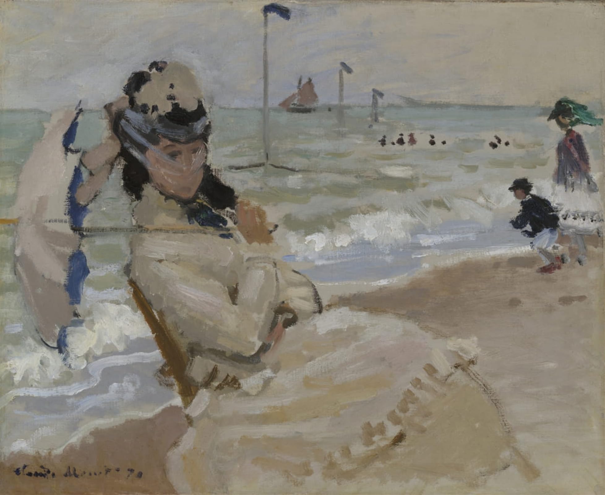 Serendipitp No Frame Retro Picture Poster Wall Art Pictures Painting Camille On The Beach In Trouville By Claude Monet Wall Art Canvas Print For Wall Decor 60X90cm