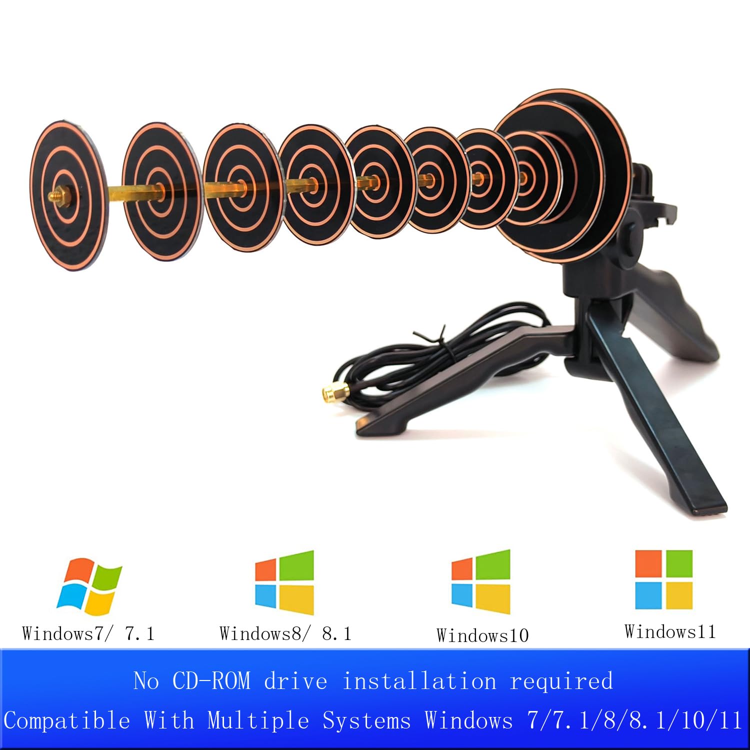 Antena direccional Yagi de 2.4 GHz Adaptador WiFi USB de largo alcance compatible con sistemas Windows 11/10//8/7, no requiere controlador de CD para PC de escritorio/portátil. Características