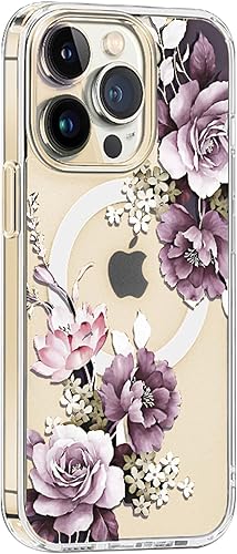 Miniatura 3 de Funda Magsafe para iPhone 11 Pro, lindo floral delgado a prueba de golpes protector duro PC+TPU parachoques flor mujeres cubierta magnética caso