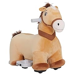 Qaba 6V Ride on Horse, Battery Powered Electric Ride on Pony with Music Forward, PU Wheels, Soft Touch, Riding Pony for Girls Boys Aged 18-36 Months, Brown