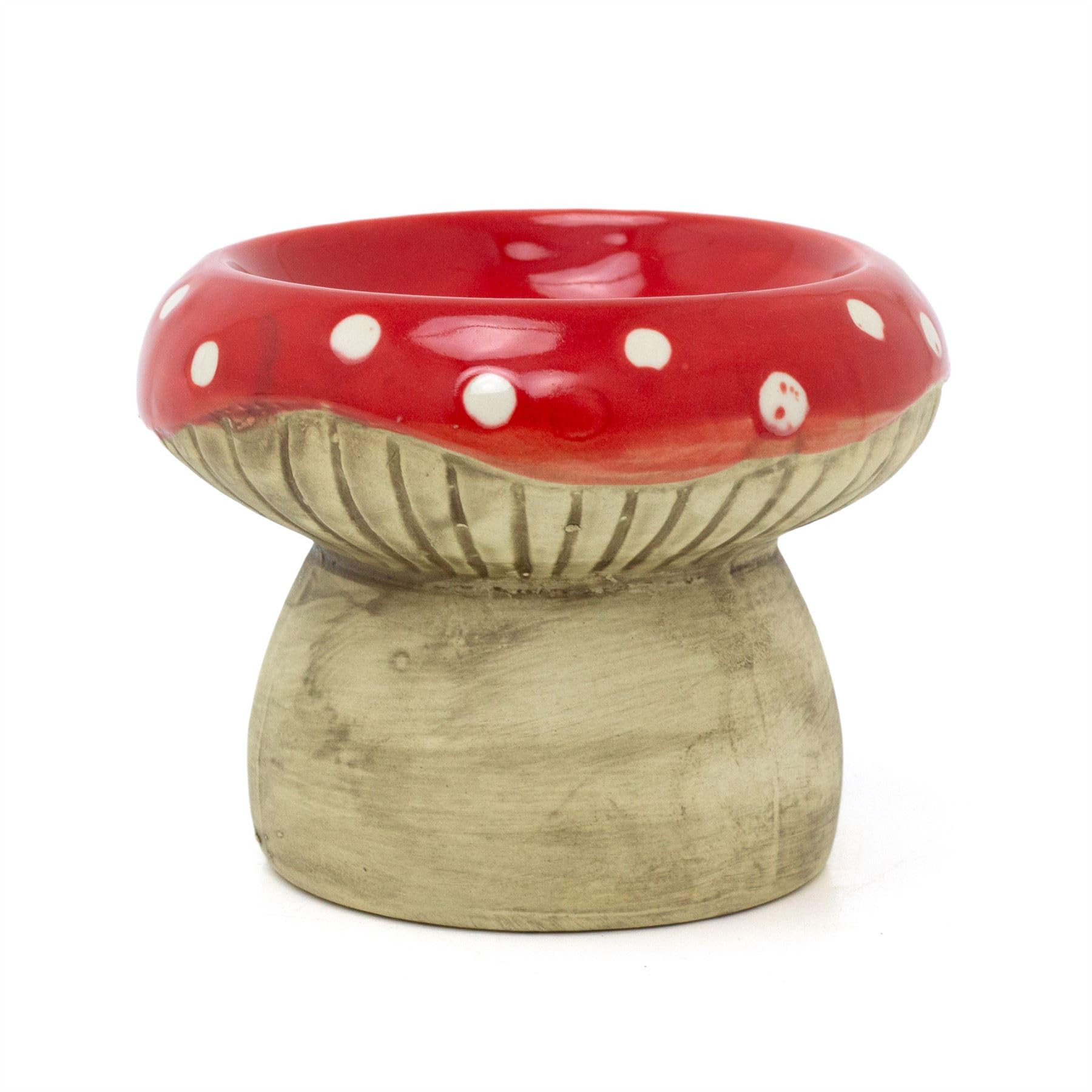 Ceramic Toadstool Oil Burner | Rustic Mushroom Tea Light Wax Melt Burner | Novelty Wax Melt & Essential Oil Warmer - 9.5cm