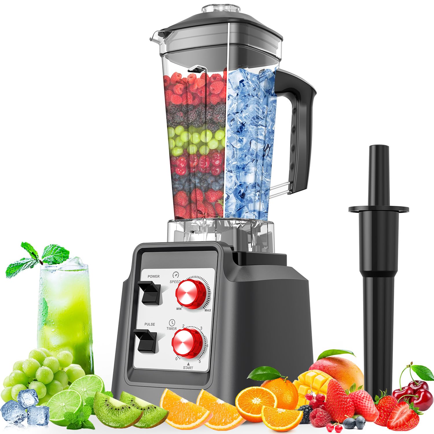 PSIIDAN Blender, Blender for Smoothies, Blenders for Kitchen, Professional Countertop Blenders with 68Oz. Pitcher, Adjustable Speeds, Timing Control, HS-209D