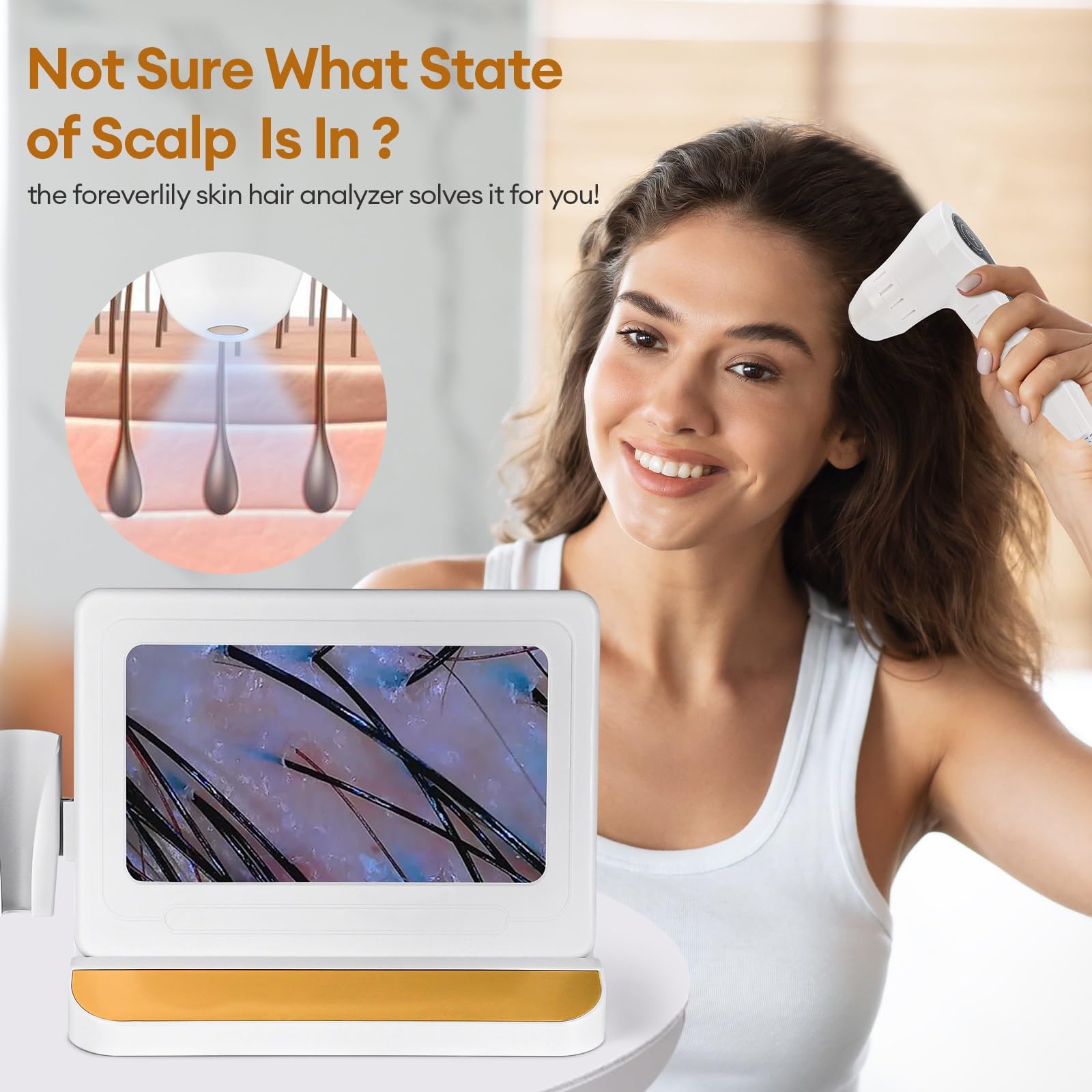Skin Diagnosis Hair Analyzer, 11 Inch HD Screen Scalp Analysis Machine, Digital Hair Follicle Scalp Detector with 50x/200x DualHeads for Home, Beauty Salon Spa