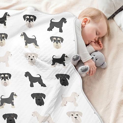 Miniatura 5 de Manta de envolver para bebés, perros Schnauzer en miniatura, algodón, manta ligera y suave para cuna, cochecito, guardería, 30 x 40 pulgadas