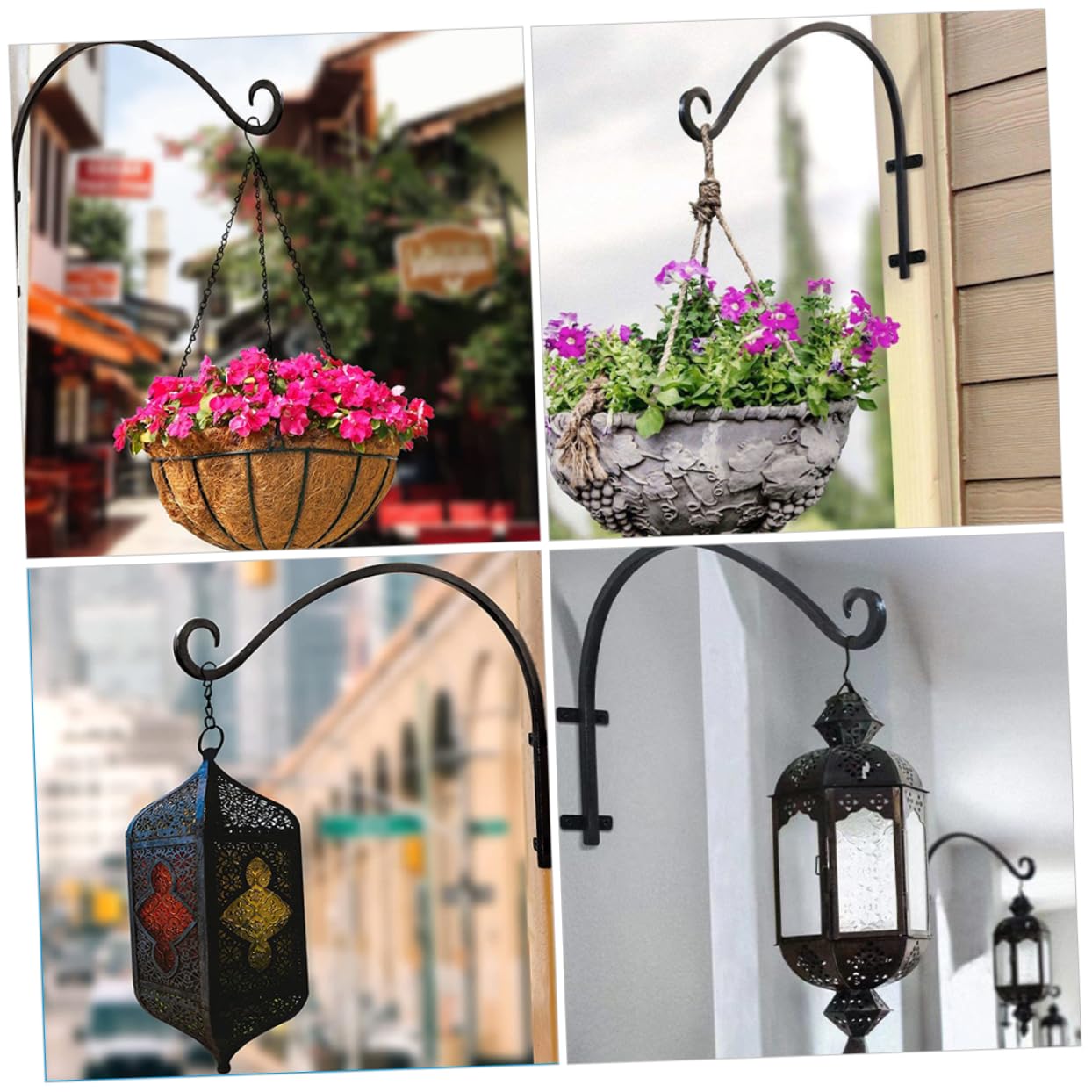 Sosoport Supporto a Muro in Ferro Nero per Fioriera Sospesa, Gancio Robusto per Vasi da Appendere per Giardini e Patii, Design Elegante e Resistente