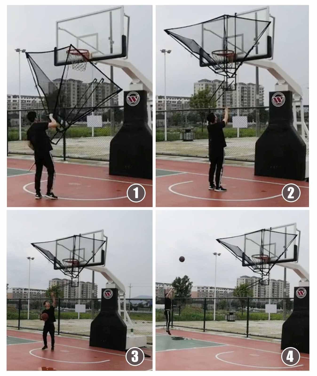 Red de retorno automático de baloncesto, accesorio de rebote para aro, ahorra tiempo y esfuerzo, no más pelotas de búsqueda, perfecta para práctica de tiro en solitario, fácil montaje en aro de