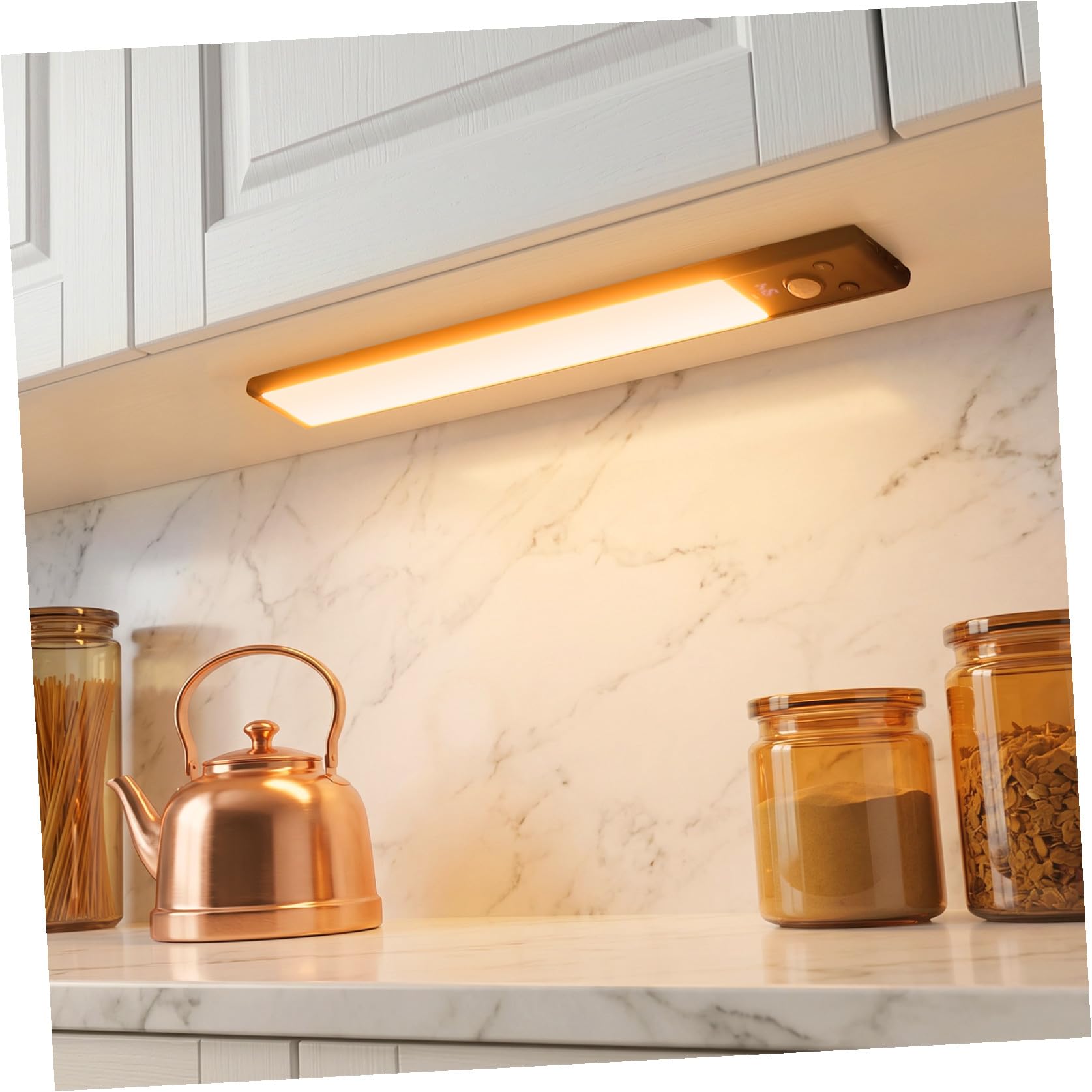 Operitacx 4 Piezas Luces LED Bajo Gabinete con Sensor de Movimiento Pack de Iluminación Automática y Recargable para Cocina Duración y Alta Brillo Fáciles de Usar