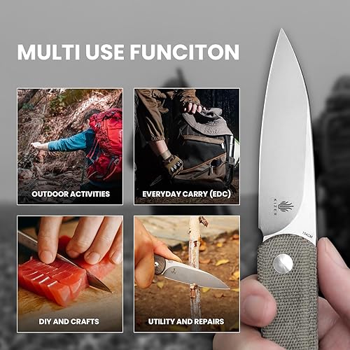 Miniatura 6 de Kizer FeistXL - Cuchillo de bolsillo de 335 pulgadas hoja de acero cuchillo plegable con mango Micarta herramientas para exteriores V4499C1