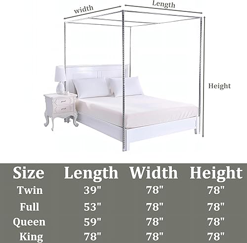 Miniatura 2 de THABATAD Marco de cama tamaño King, marco de toldo de cama de acero inoxidable, marco de poste de cama ideal para cama de cuatro esquinas y cortinas