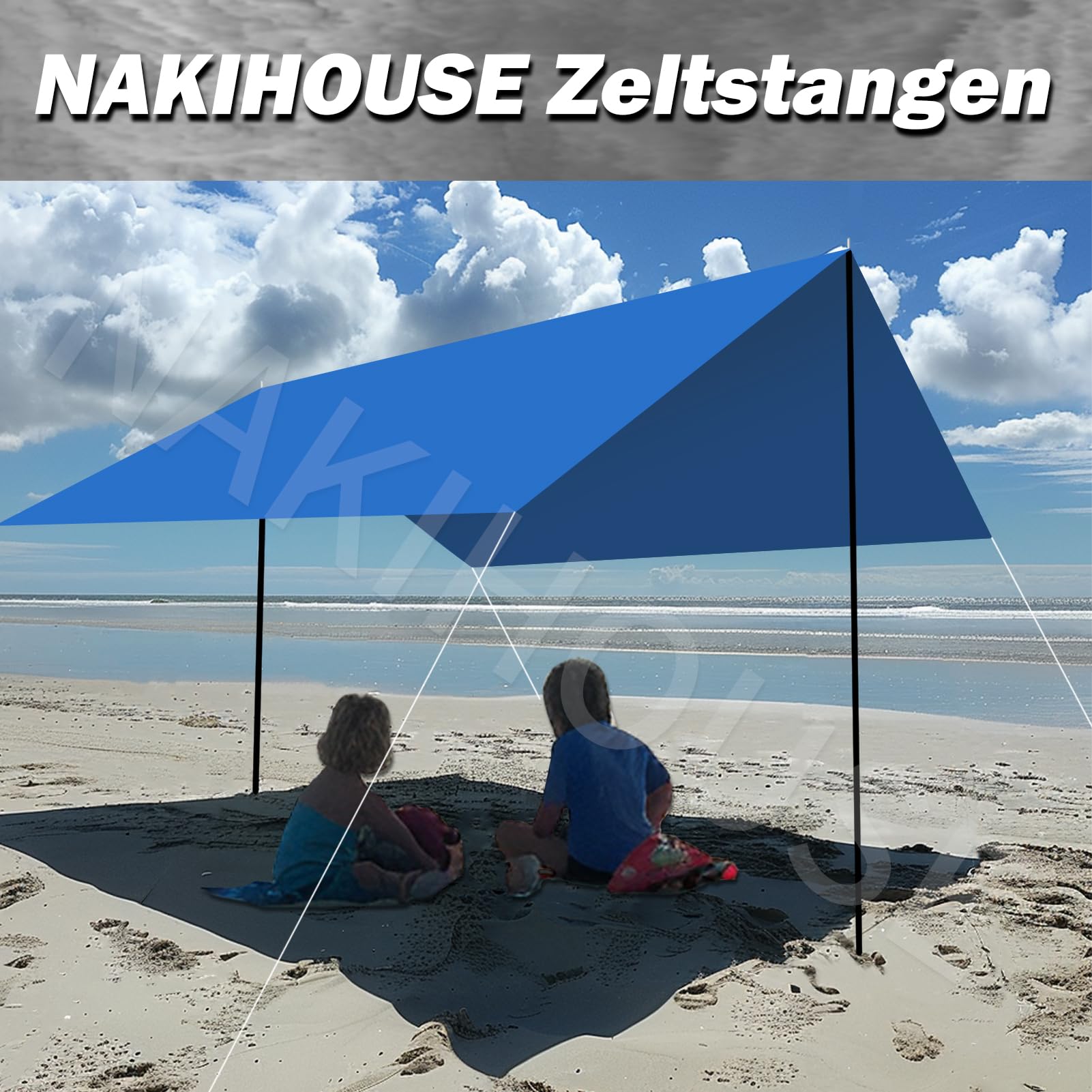 2 Stück Zeltstangen mit Aufbewahrungstasche, Aluminium Zeltstange Teleskopstange für Tarp, Zelt, Sonnensegel, Camping, verstellbar von 40cm-200cm