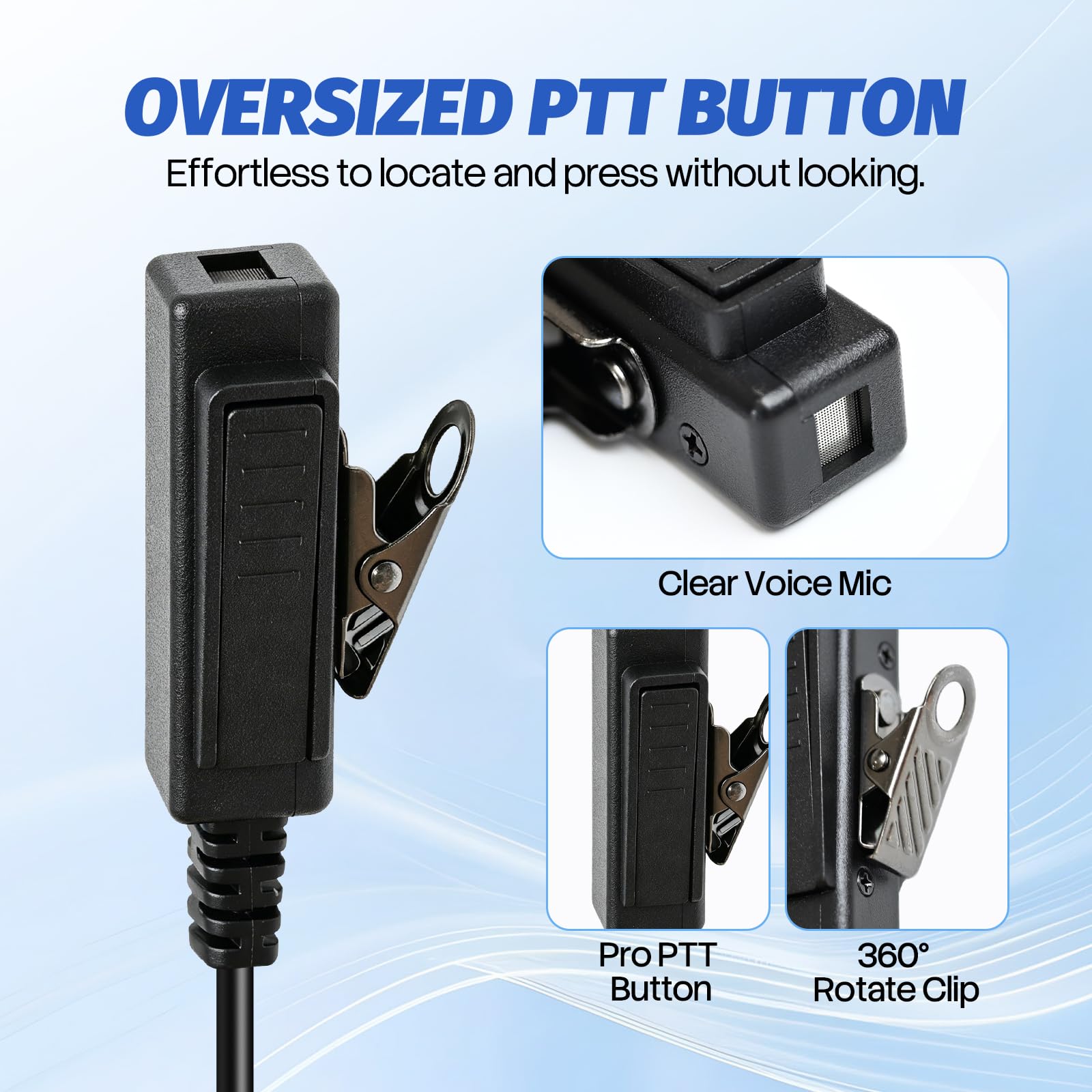 Walkie Talkie - Auricolare con microfono per radio HYT BD552i BD612i PD502i PD402i PD482i PD562i TC-508 TC-580 TC-610 RCA RDR2500 2550 2600 XR150 (confezione da 2)