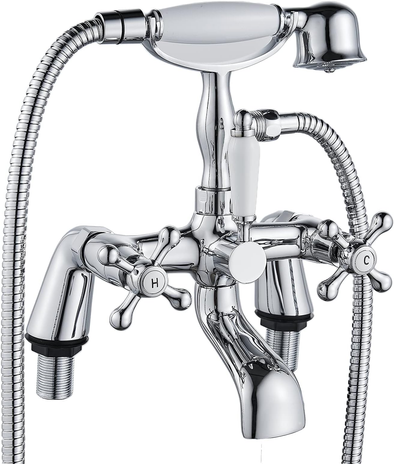 Victorian Traditional Bath Bathtub Mixer Tap with Shower Dual Lever ...