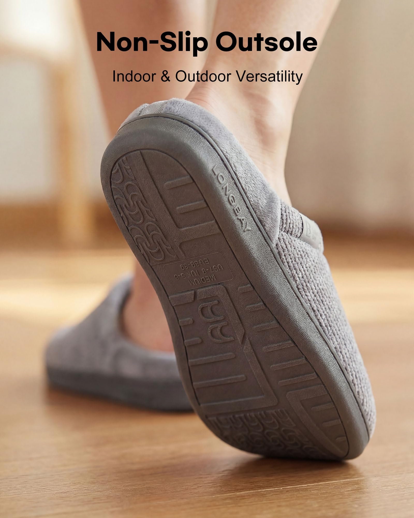 LongBay - Pantofole da donna in ciniglia a maglia, in memory foam