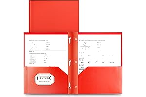 Dunwell Plastic Pocket Folders with Prongs - Red