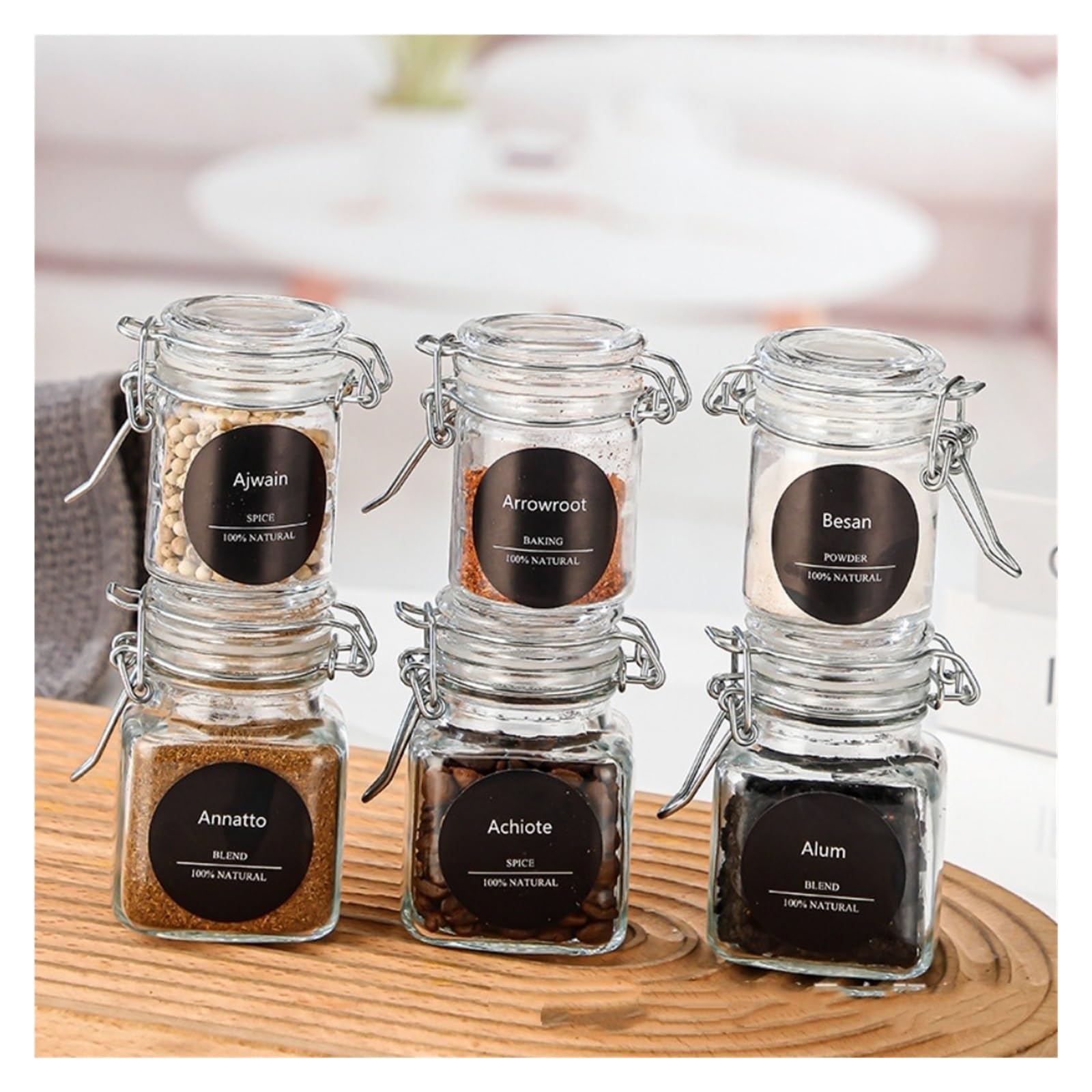 10 Stück Glasflaschen, versiegelte Vorratsgläser mit Schnalle, luftdicht verschließbarer Deckel, großer Mund, Küchenflaschen for Kaffeebohnen, Früchte, Nüsse für Lebensmittel Konservierung(100ml)