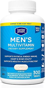 berkley jensen One Daily Multivitamin for Men - Daily Mens Multivitamins with Zinc, Folic Acid, D & B Vitamins, Antioxidants, Physical Energy Support, NSF Certified 300 Tablets, 300 Days Supply