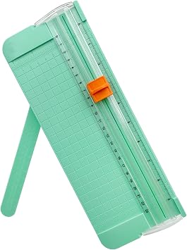 Paper Cutter, A4 Paper Trimmer with Security Safeguard & Side Ruler Portable Straight Edge Cutter for Scrapbooking Craft Paper, Photos, Label, Cardstock Green