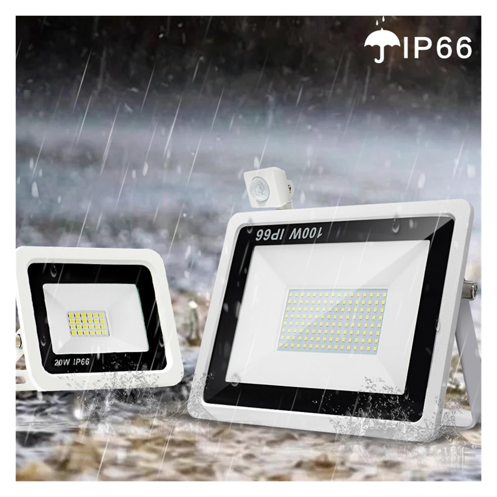 Focos exteriores, Reflector LED Con Sensor De Movimiento PIR, 30W, 50W, 100W, Blanco Frío Y Cálido, Resistente Al Agua IP66, Iluminación Inducción For Exteriores(Cold White,Motion Sensor,30W)