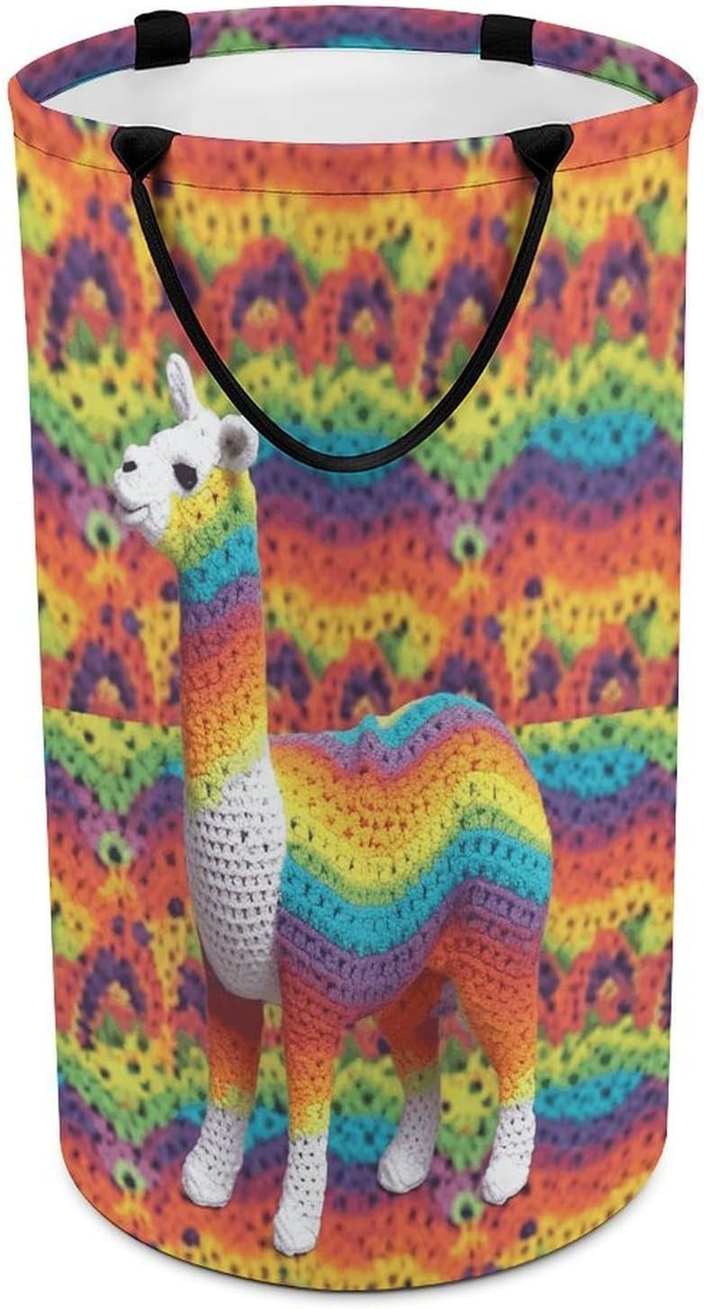 Large Laundry Hamper with Handles Rainbow Camel Pattern Laundry Basket Freestanding Waterproof Clothes Hamper for Living Room Bedroom Bathroom College Dorm