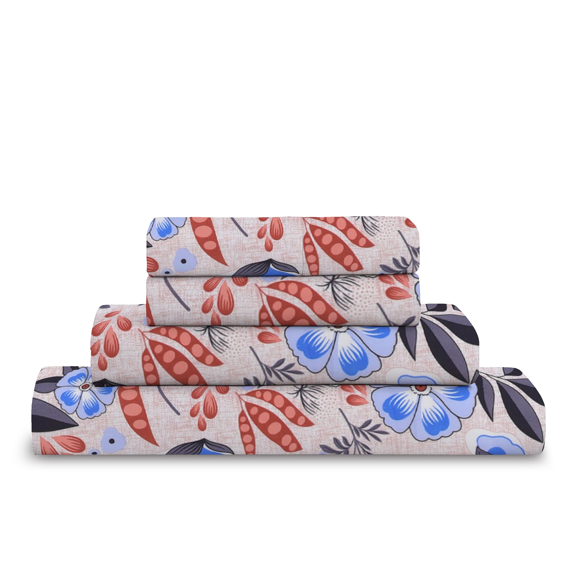 RAYBedding 4PC Floral Printed Bed Sheet Set King Size – Soft Luxury Printed King Bed Sheets with Fitted Sheet, Flat Sheet & 2 Pillowcases – Deep Pocket Bedding Set — image 1