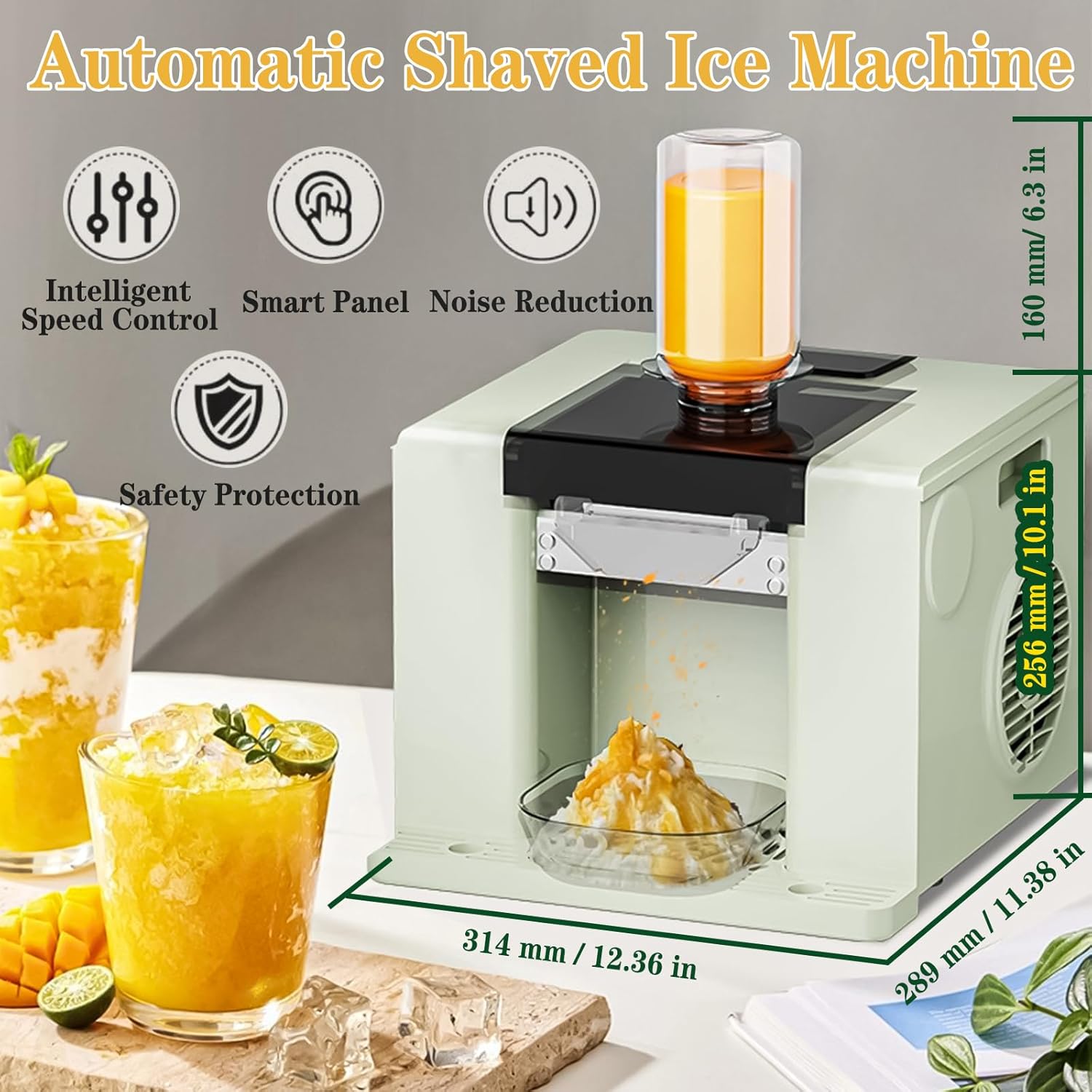Electric Snow Cone & Bingsu Ice Shaver Machine, 60kg/Day Commercial Ice Crusher with Touch Screen, for Food Trucks, Restaurants, Milk Tea Shops and Home Use gray