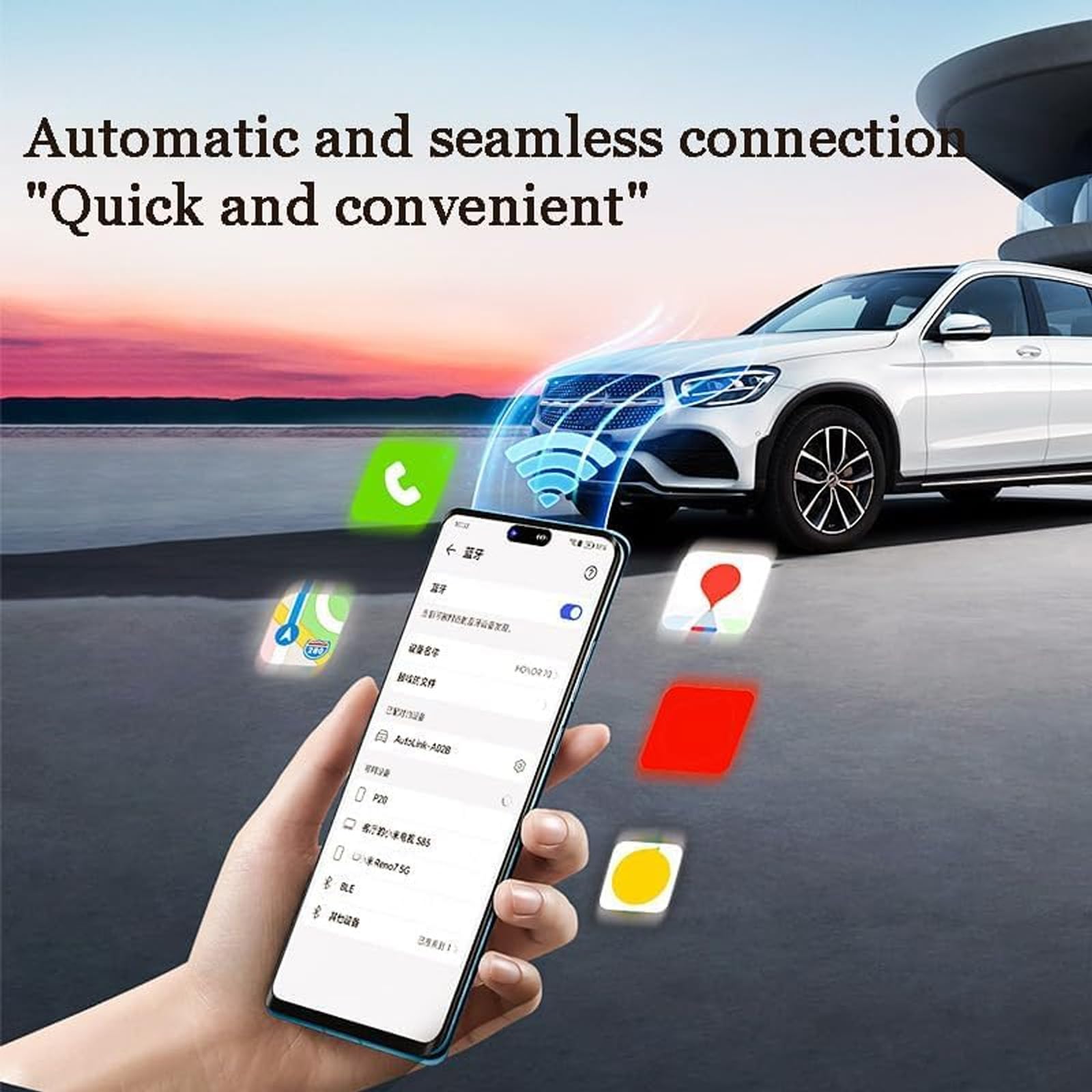 Dla Volvo Xc90 S60 S80 V40 V50 V70, bezprzewodowy adapter Carplay Upgrade, Plug-And-Play Mini Carplay & Auto Ota-Dongle, akcesoria samochodowe.,B/srebrny