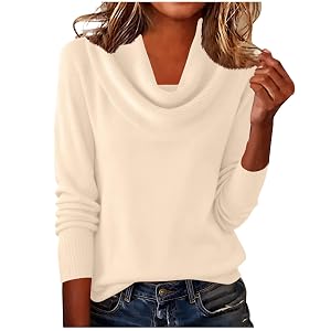 Turtleneck Sweater Women Cute Knit Pullover Sweater Cowl Neck Winter Tops Loose Casual Long Sleeve Fashion Clothing