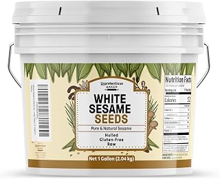 Unpretentious Hulled White Sesame Seeds 1 Gallon Bulk - Natural Raw, Mild Nutty Flavor for Salads, Breads & Meats