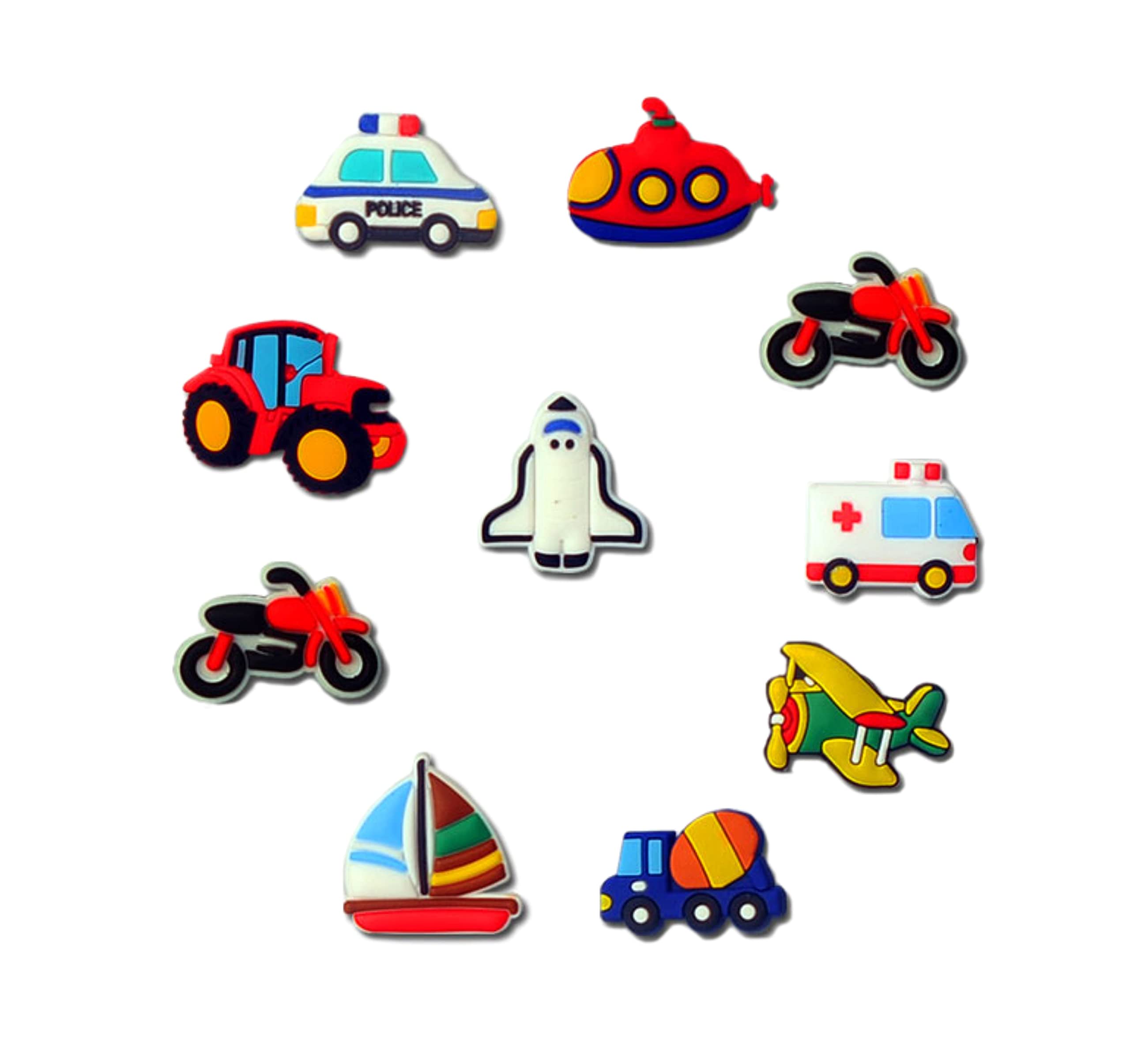Photo 1 of 10Pcs Traffic Series Shoe Charms - Shoe Decoration Charms for Boys Cute Different Shoe Accessories for Kids, Teens, Birthday Party Favor Gifts