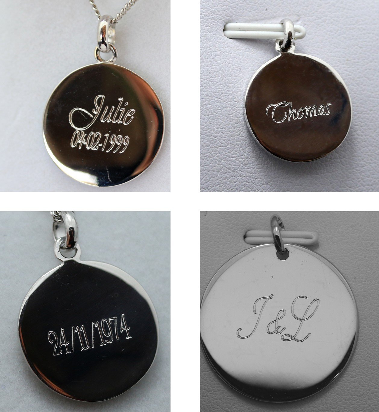 Médaille Ange naissance ou baptême plaqué or ronde avec gravure incluse et chaine de 45cm