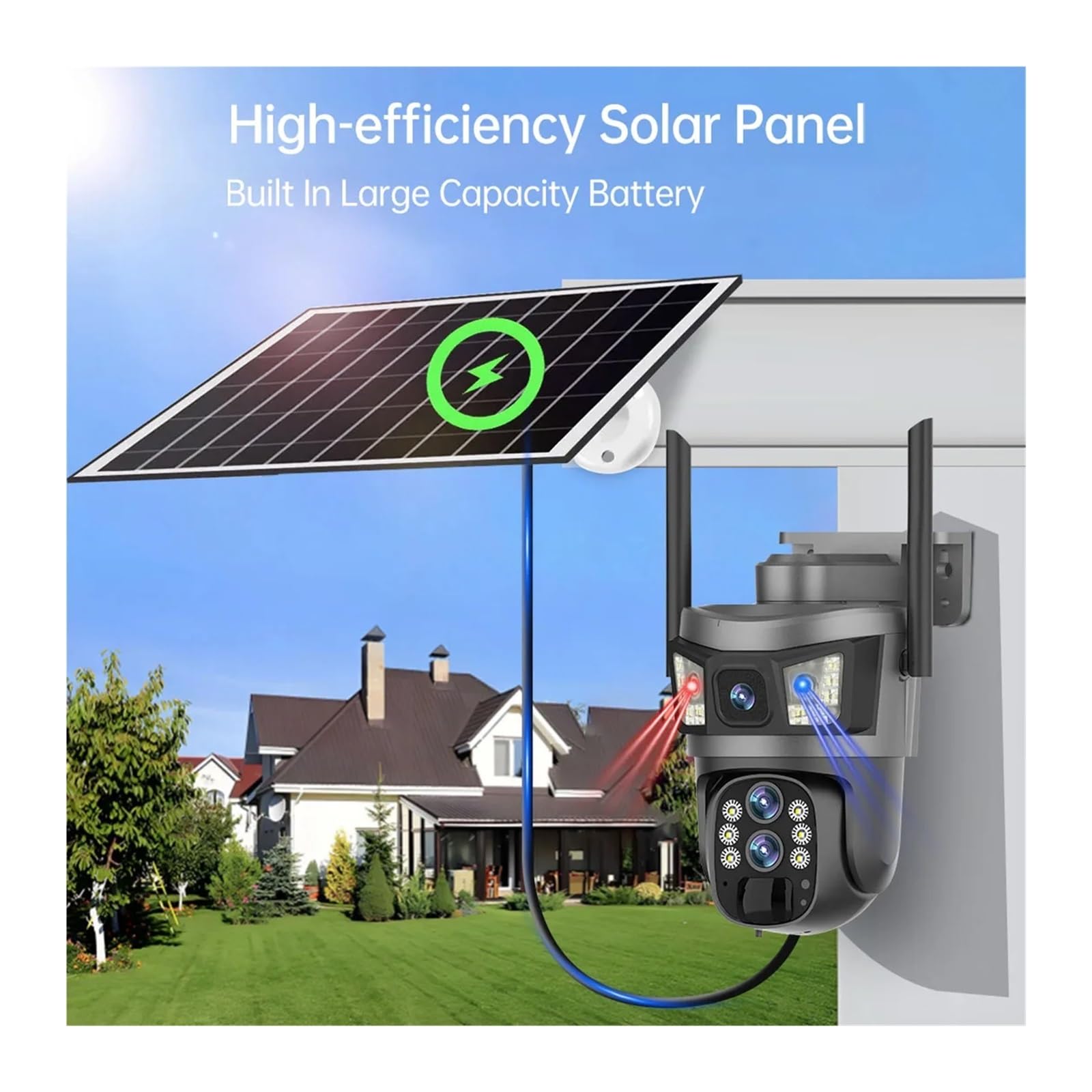 Caméra Solaire à Triple Objectif 12MP 4G