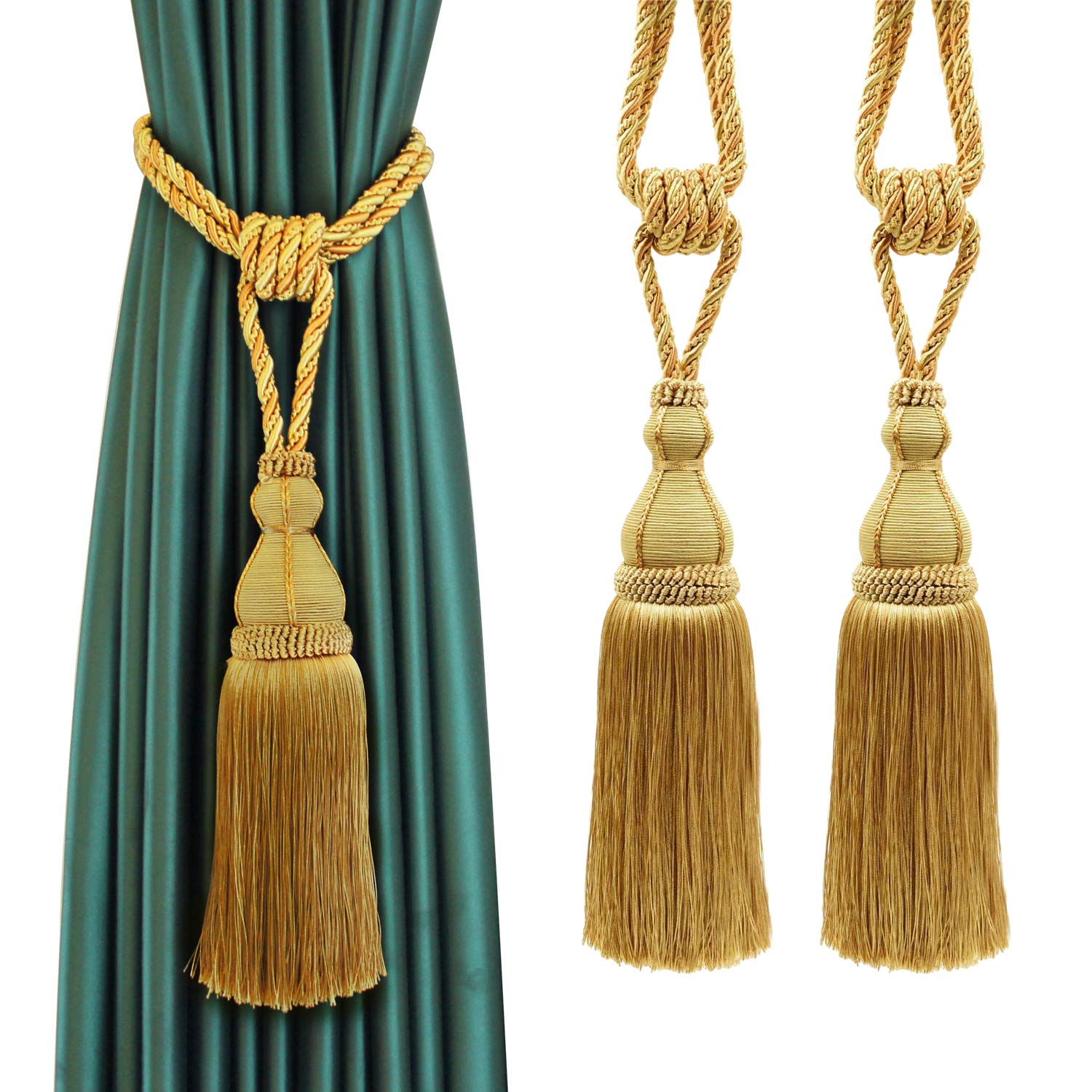 Tassel Curtain Tiebacks， Tassel Curtain Tiebacks Braided Rope For Home Office Decor Multicolor 1/2 pcs(Onecolor,2pcs)