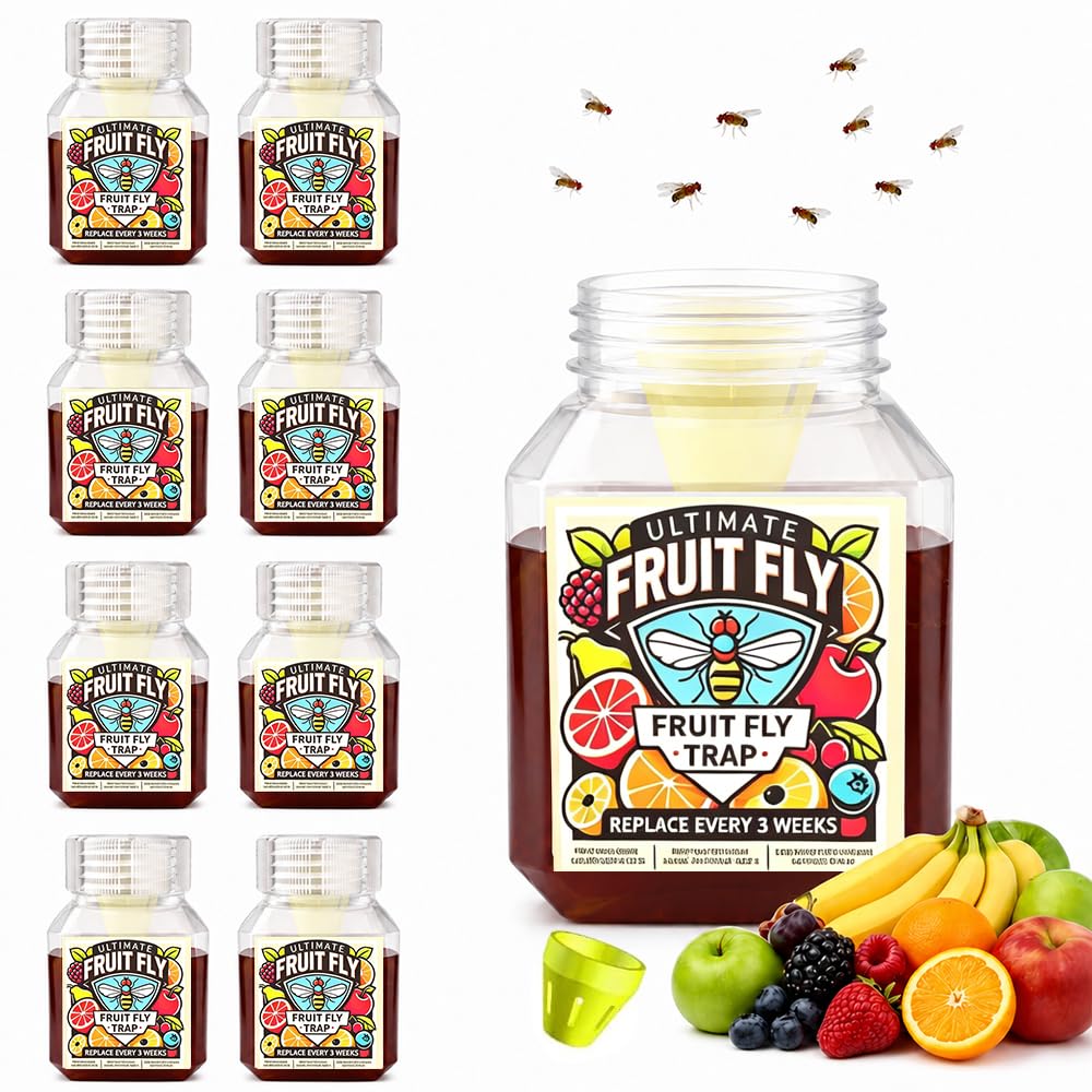 8 Pack Fruit Fly Trap Indoor, Effective Kitchen Fruit Fly Killer, Yellow