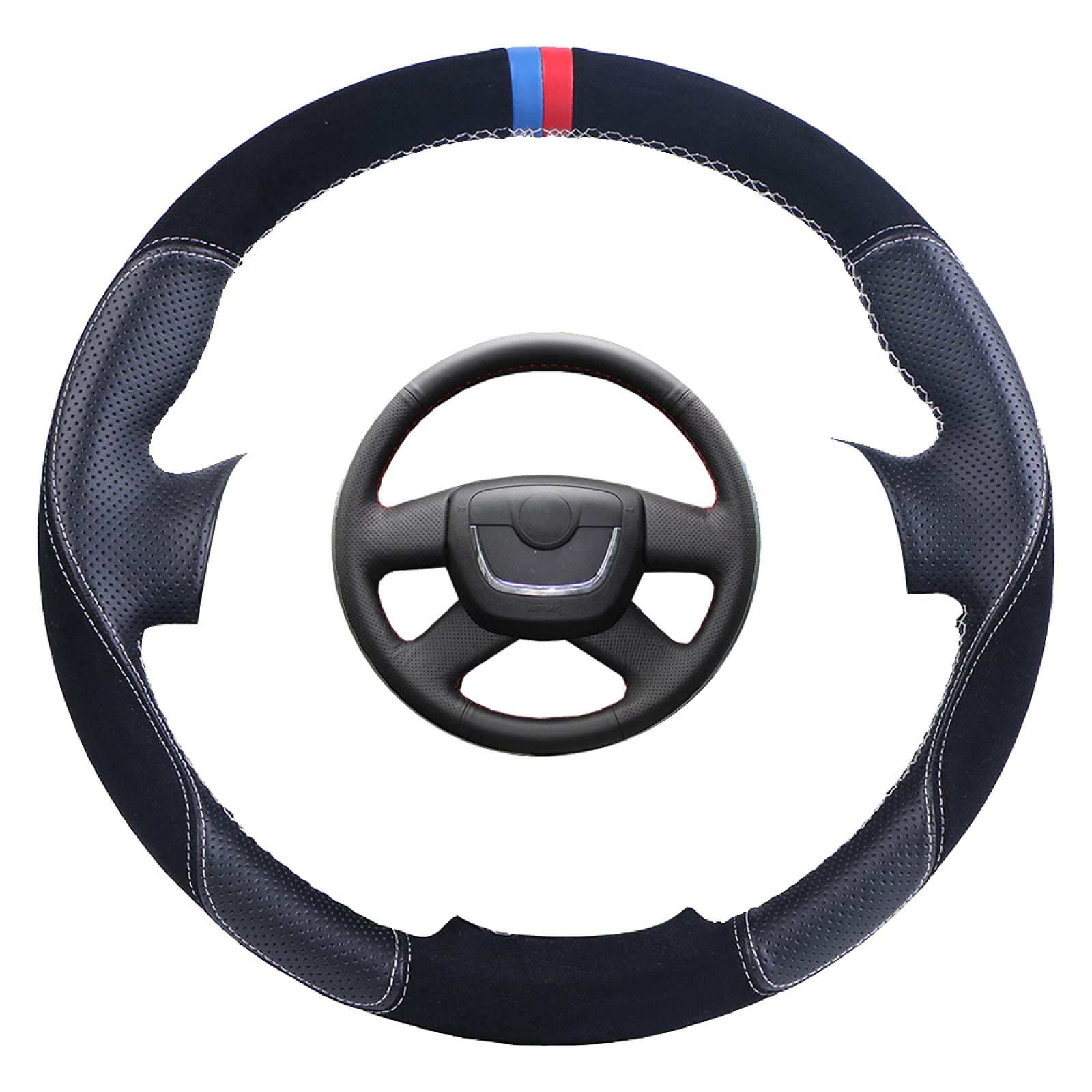 Niestandardowa osłona na kierownicę do samochodu, dla Skoda Octavia Superb 2012 Fabia a5 2012 2013 Yeti 2009 2013 zamszowy oplot kierownicy