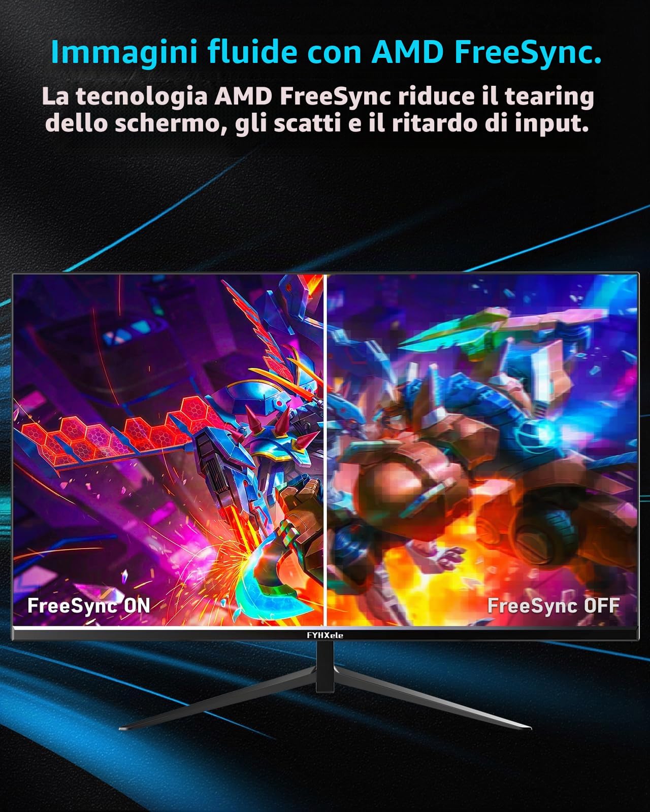 FYHXele Monitor da Gaming 24 Pollici 180Hz 1080P IPS 1ms MPRT Monitor per PC con Supporto per 144Hz/165Hz/180Hz AMD Freesync Premium Display Eye Care DisplayPort HDMI