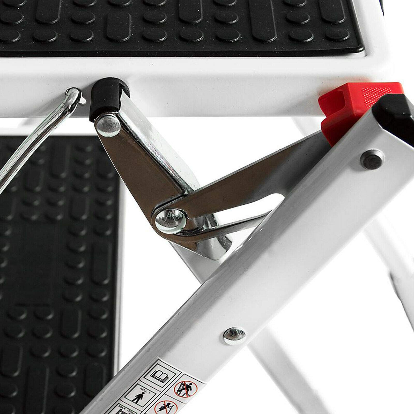 Taburete plegable de acero de alto rendimiento (para hasta 150 kg) Escalera portátil de 2 peldaños con peldaños acanalados antideslizantes Mini taburete ligero para el garaje de cocina en casa