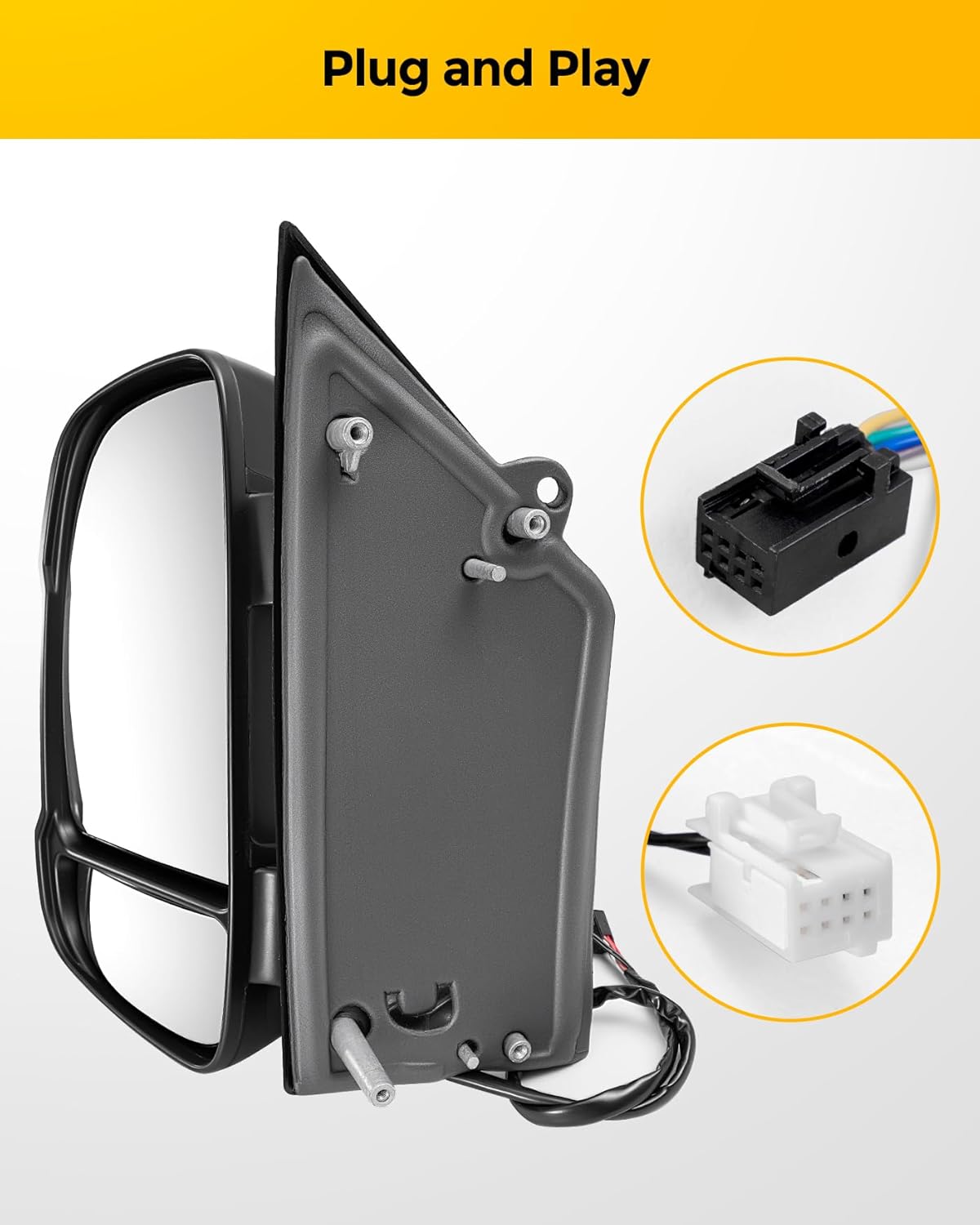 Driver Left Side Mirror Replacement for Dodge Ram ProMaster 2014-2023 1500 2500 3500, Manual Folding Replaces with Temperature Sensor & Turn Signal Light, CH1320417