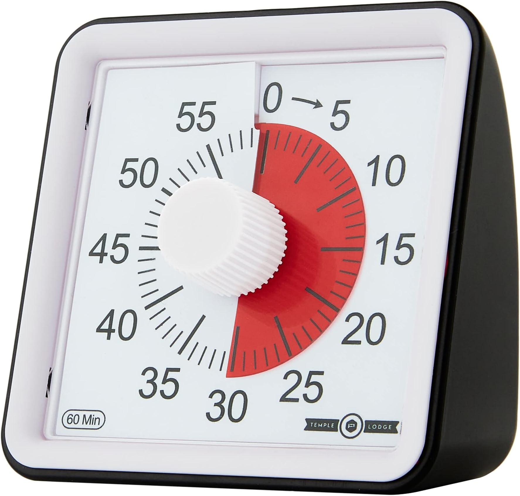 Temple 60-Minute Visual Timer- Clock Timer for Kids- Time Management Tool- Silent Countdown Timer-Multipurpose- Practical- Easy to Use (Black)