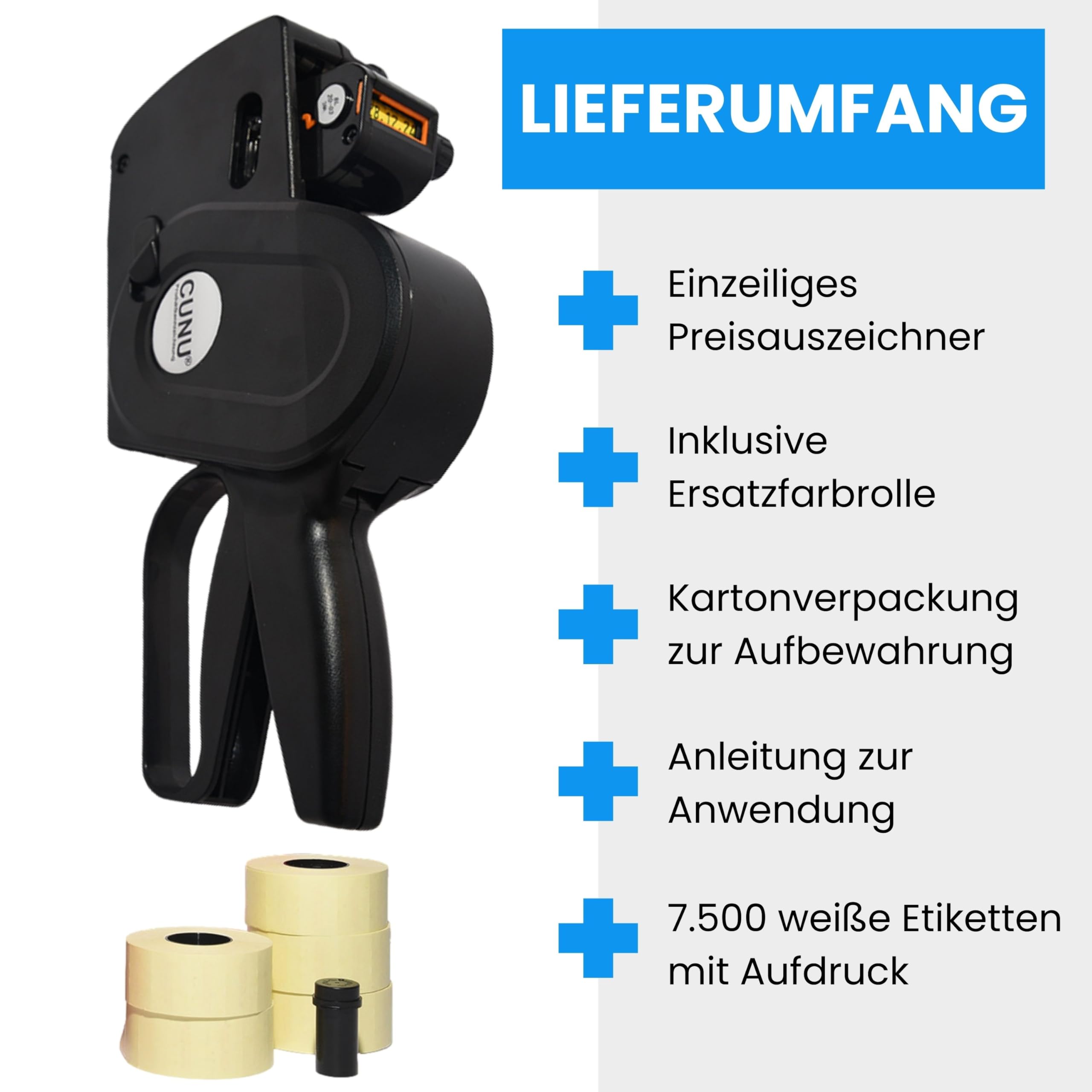 Einzeiliger Auszeichner für Preise, Datum, Grundpreise & Chargennummern - Etikettiergerät einzeilig für 26x12mm Etiketten - Profi Gerät/Maschine geeignet als Datumsauszeichner und Preisdrucker