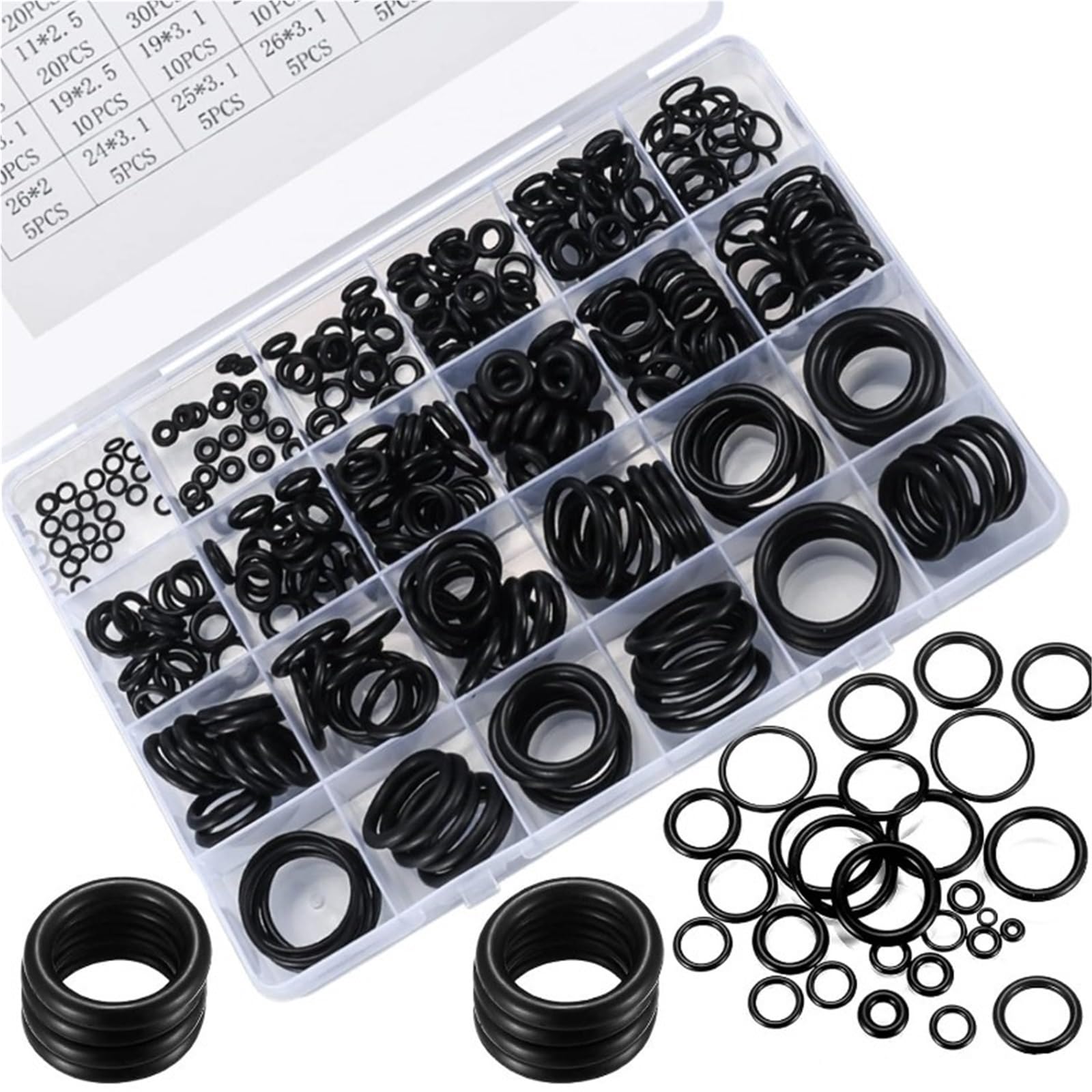 Guarnizione del motore della motocicletta Set di guarnizioni O-ring in gomma nitrilica da 18 misure, rotonde elastiche resistenti all'olio, per rubinetti, riparazione idraulica(1200pcs-Box)