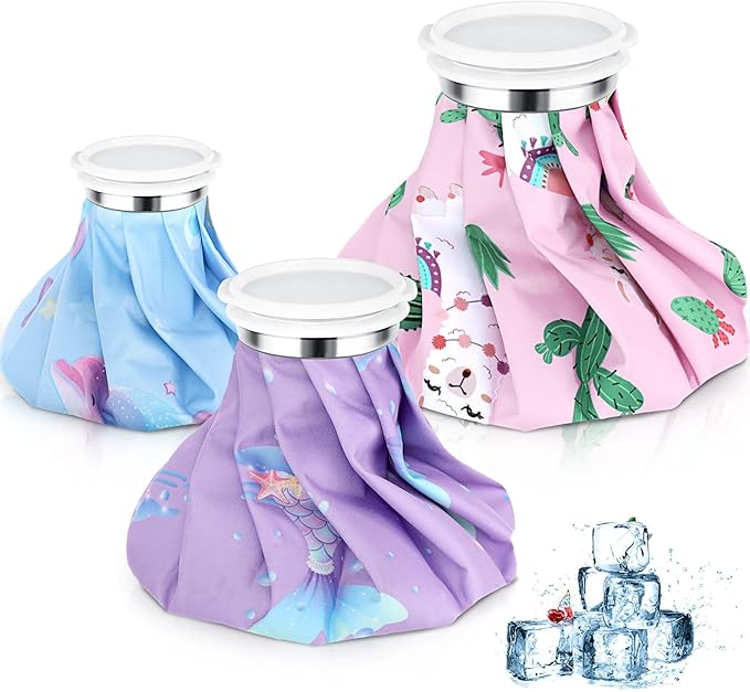 3 Pcs Reusable Ice Pack Fillable Ice Bag Ice and Hot Water Bag Screw Top Cold Packs for Sports