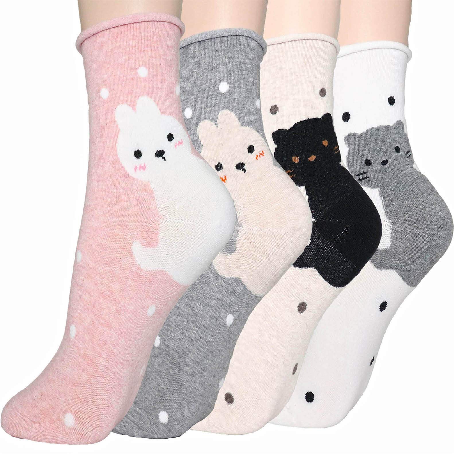 Funny Gifts Casual Cotton Crew Socks for Women | One Size Fits All | Gifts for Women (5-9, Pink,Gray,Beige, White)
